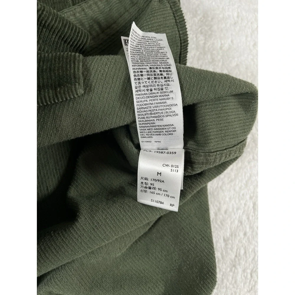Levis Green Corduroy Relaxed Fit Long Sleeve Button Up Shirt Men's Med Pockets